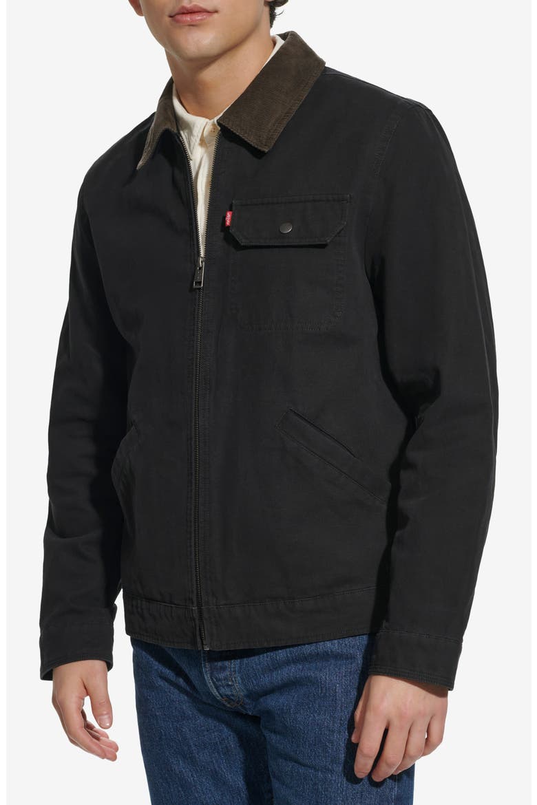 Lightweight Cotton Twill Utility Jacket, Alternate, color, BLACK