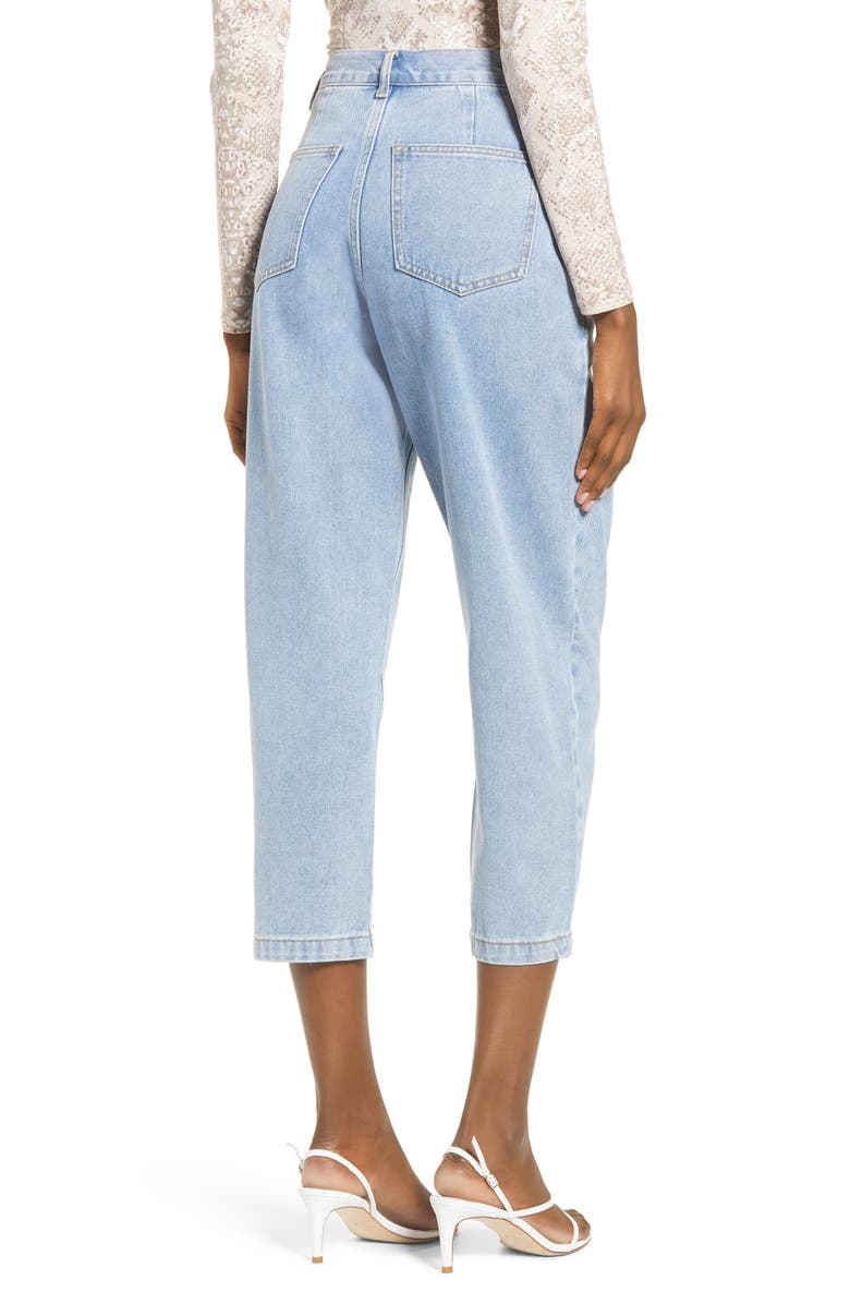 English Factory High Waist Pleated Mom Jeans, Alternate, color, 