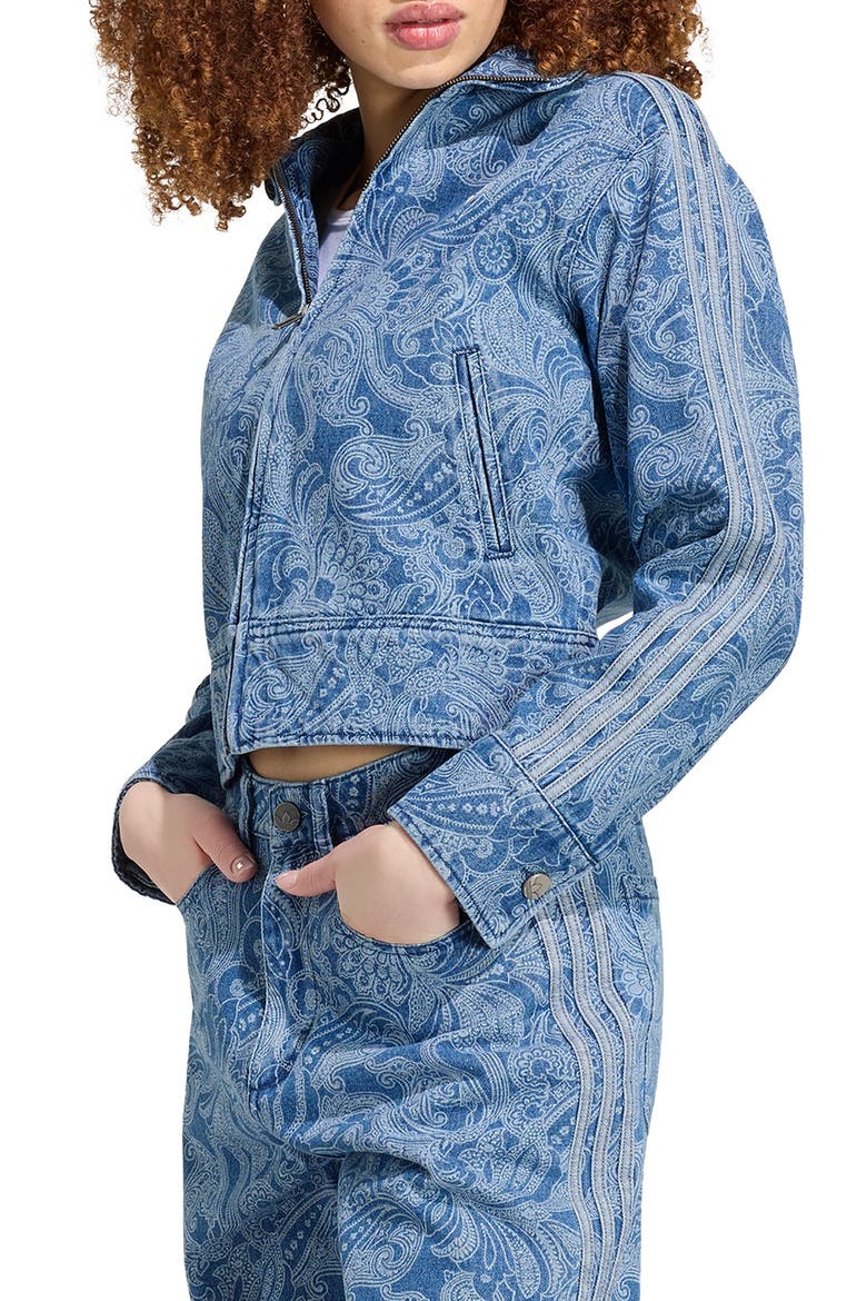 Paisley Track Jacket, Main, color, MEDIUM VINTAGE/ LIGHT DENIM