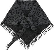 Rebecca Minkoff Jacquard Knit Leopard Triangle Scarf with Fringe