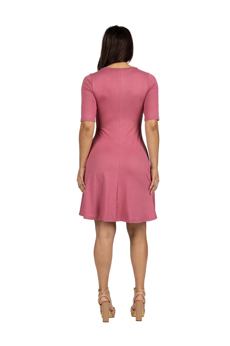 Maternity Knee Length A-Line Elbow Sleeve Dress, Alternate, color, Rose