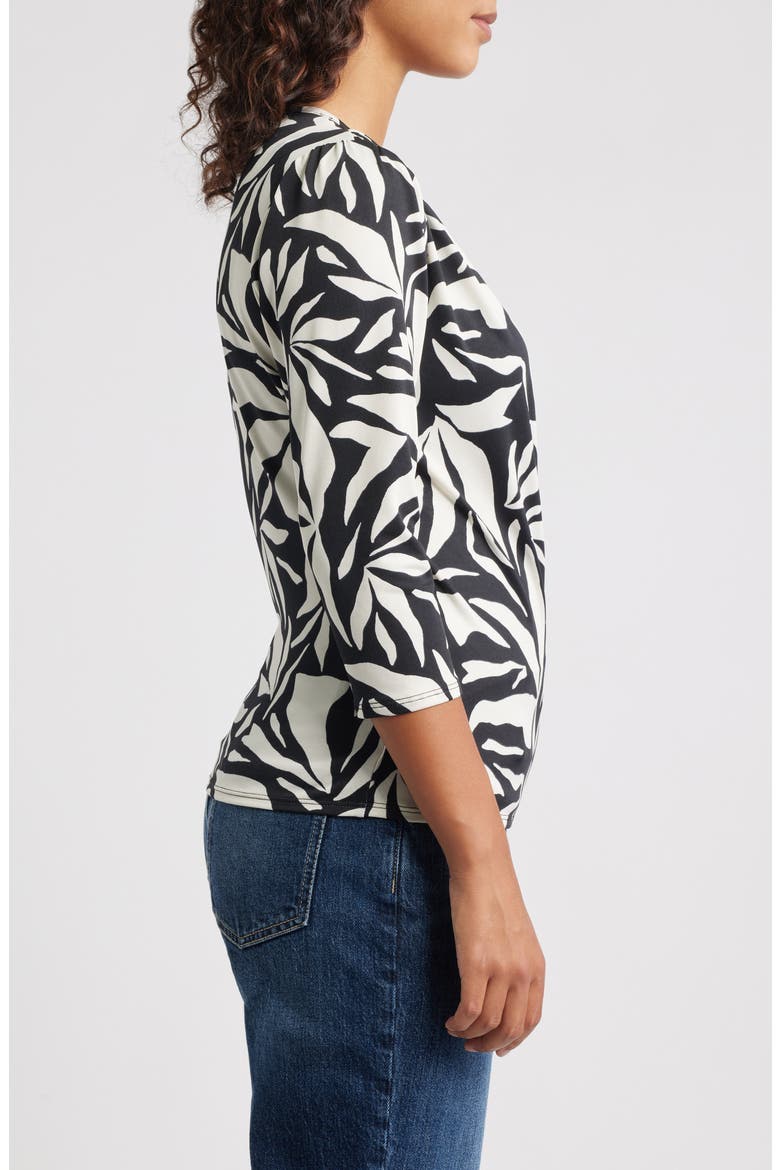 Faux Wrap Top, Alternate, color, BLACK/ IVORY