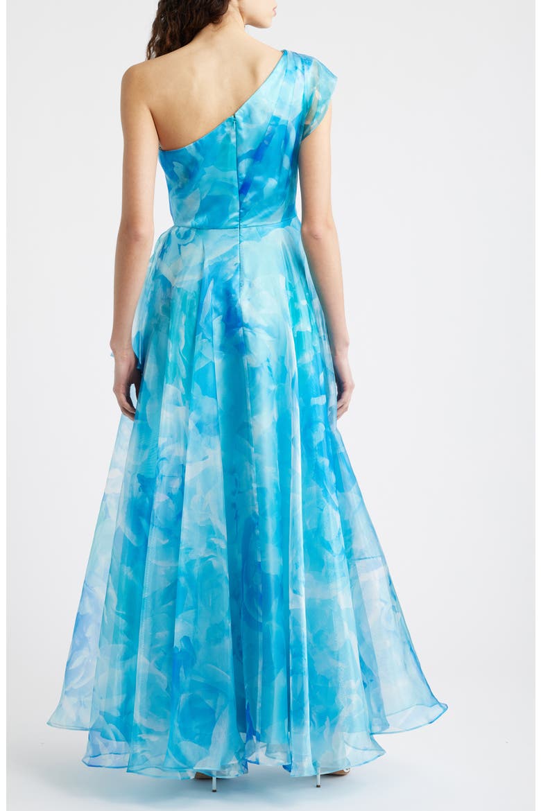One-Shoulder Georgette Ballgown, Alternate, color, BLUE