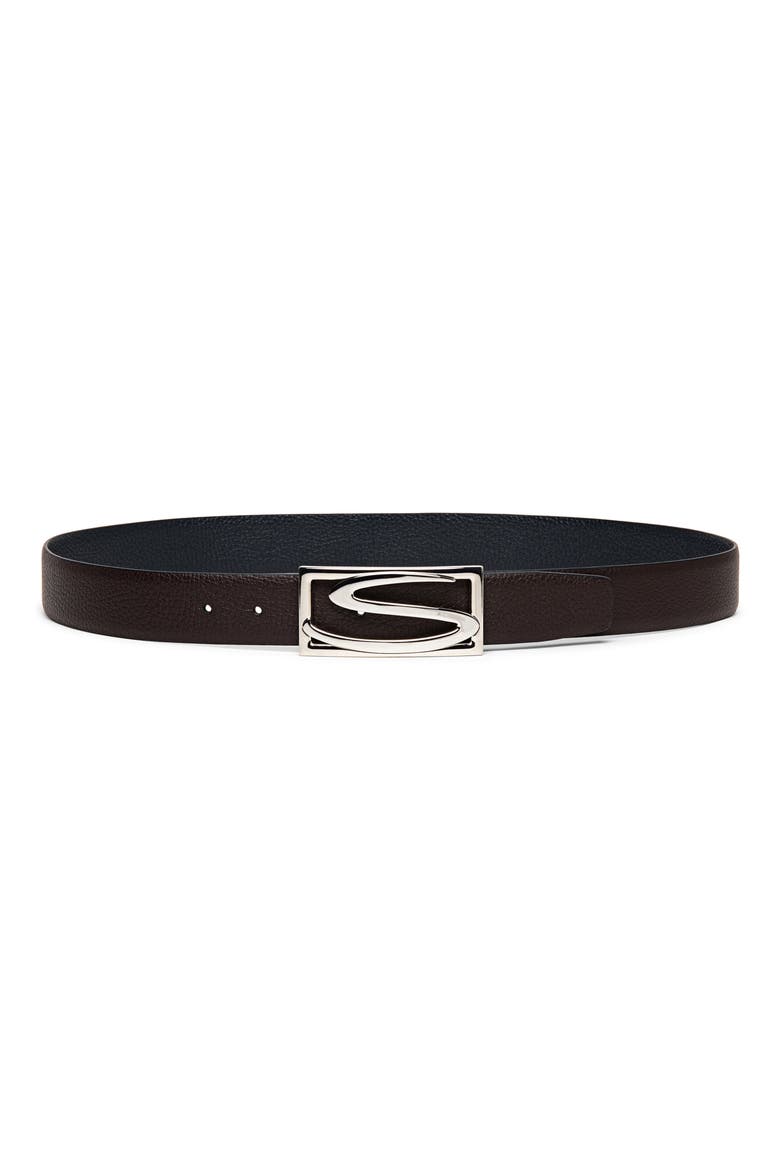 Reversible Leather Belt, Main, color, BLACK