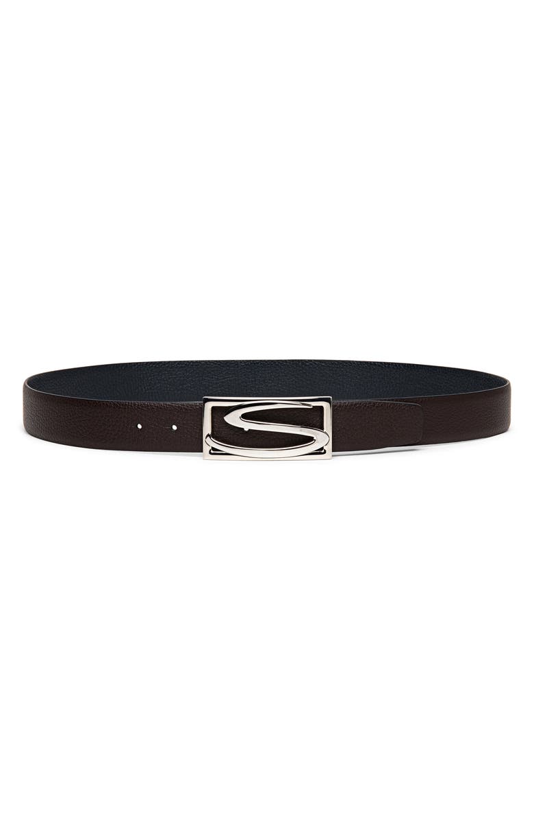 Santoni Reversible Leather Belt, Main, color,