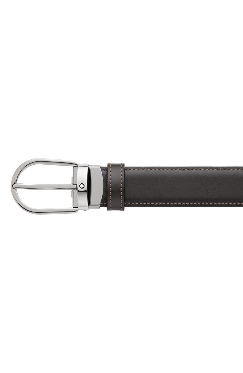 Montblanc Horseshoe Buckle Reversible Leather Belt, Alternate, color, Black