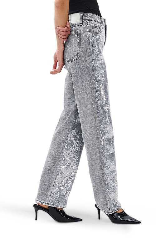 Rag & Bone Shea Sequin High-rise Wide-leg Jeans In Silver