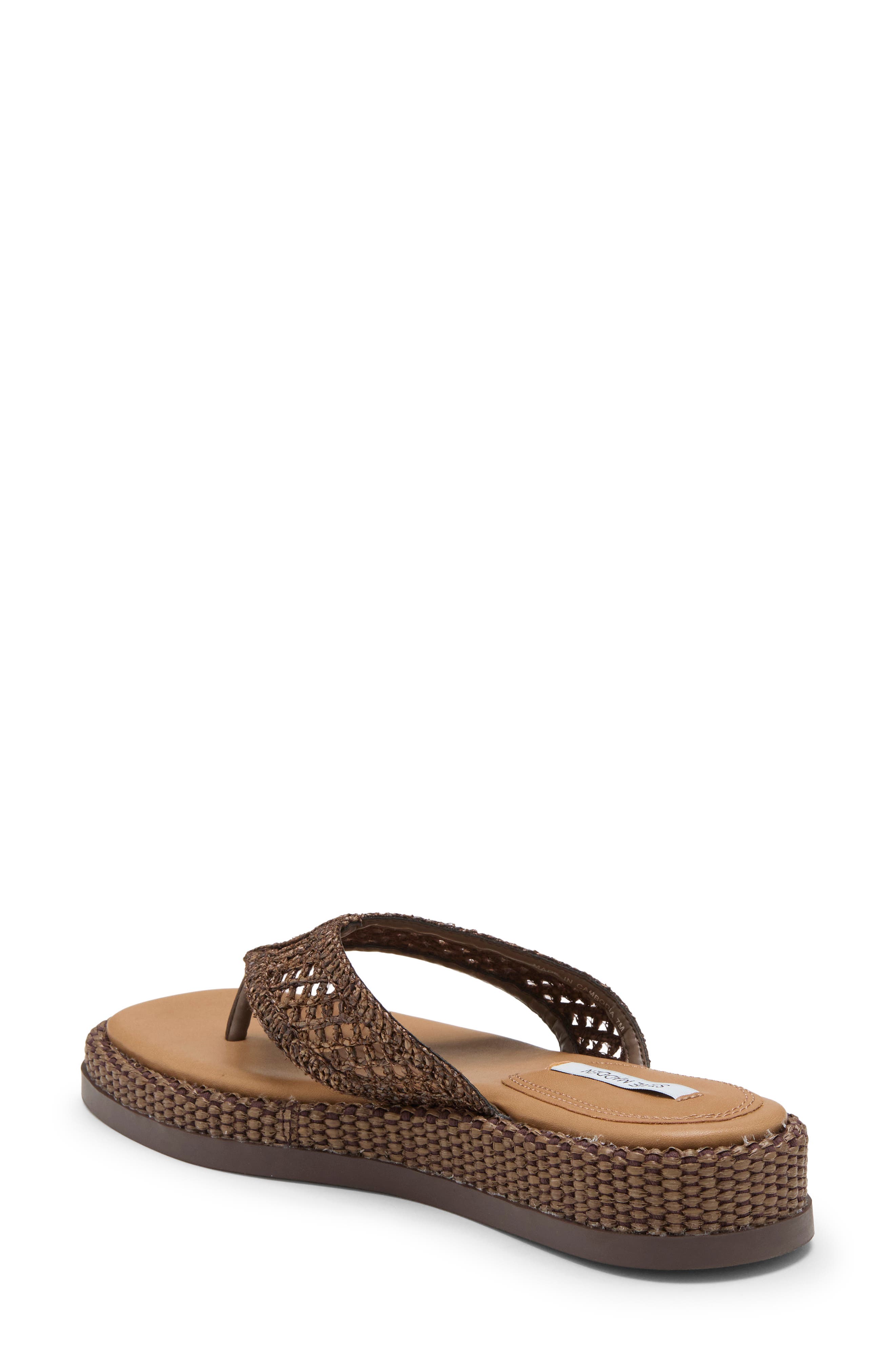 Bella Thong Platform Slide Sandal, Alternate, color, BROWN RAFFIA