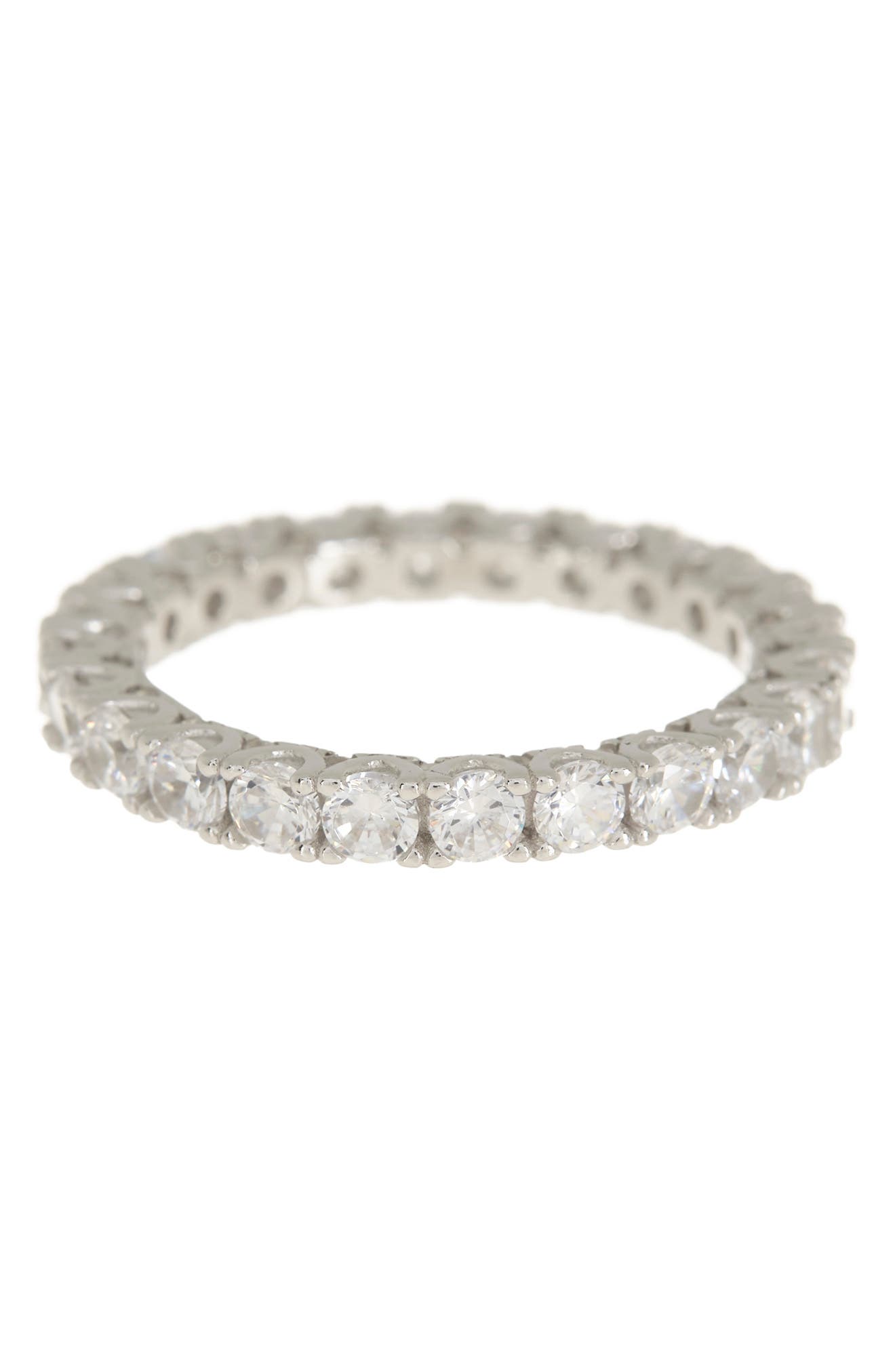 SUZY LEVIAN Sterling Silver CZ Round Cut Eternity Band Ring