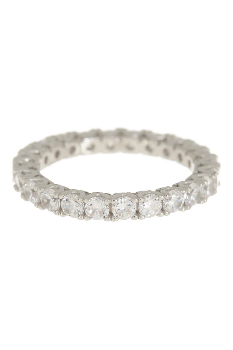Sterling Silver CZ Round Cut Eternity Band Ring, Main, color, WHITE