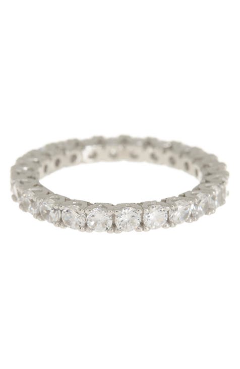 Sterling Silver CZ Round Cut Eternity Band Ring