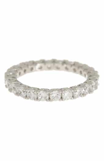 SUZY LEVIAN Sterling Silver CZ Round Cut Eternity Band Ring