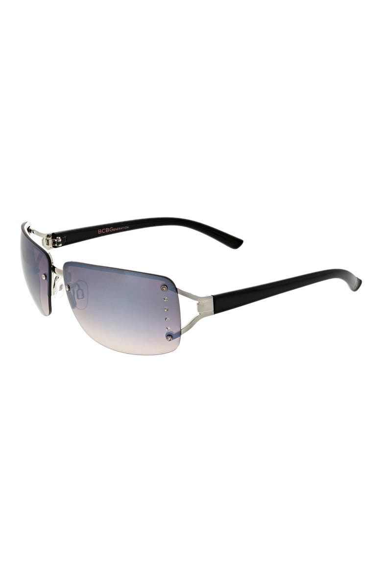 66mm Y2K Rimless Rectangle Sunglasses, Alternate, color, SILVER