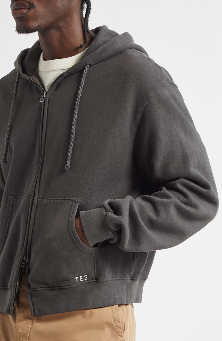 The Elder Statesman Daily Zip Hoodie, Alternate, color, Coal