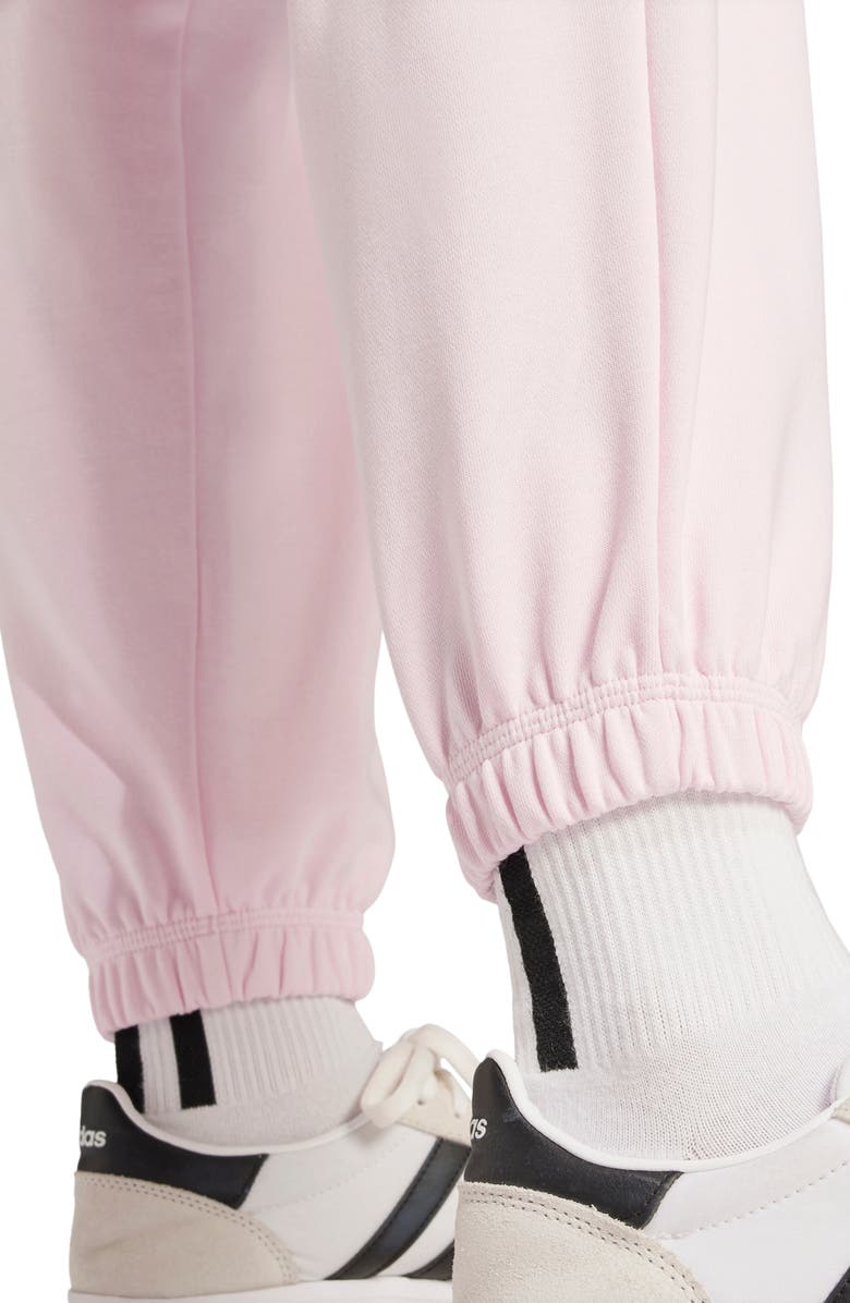 adidas Loose Fit French Terry Joggers, Alternate, color, Clear Pink/ White