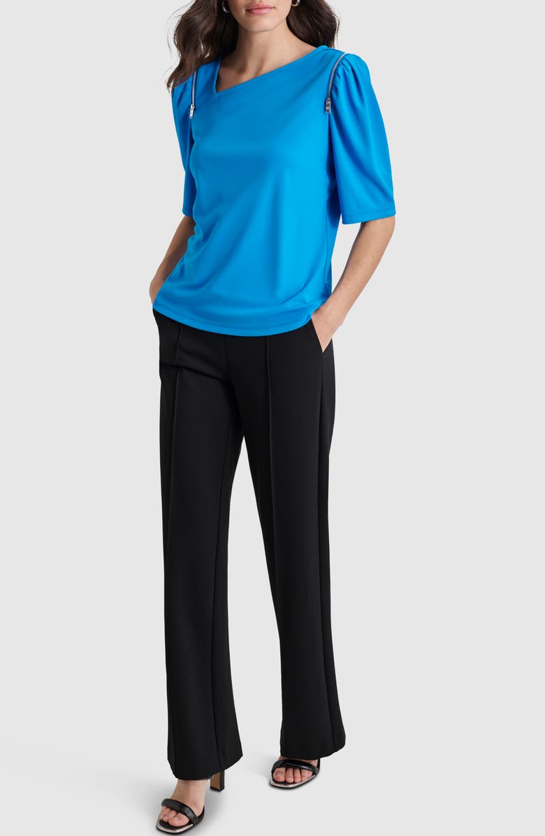 DKNY Asymmetric Neck Covertible Sleeve Top, Alternate, color, 