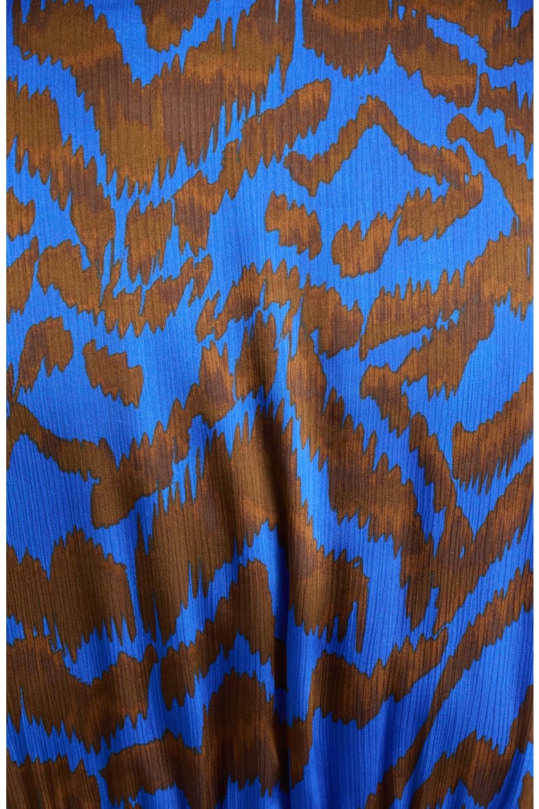 Krista Abrstract Fabiola Long Sleeve Satin Midi Dress, Alternate, color, BROWN/ BLUE MULTI