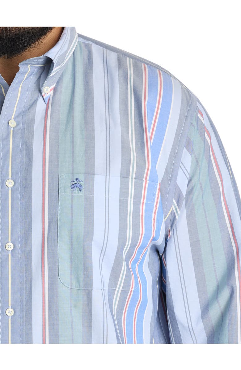 Brooks Brothers Big & Tall Multi-Striped Friday Sport Shirt, Alternate, color, Stripe Blue Green