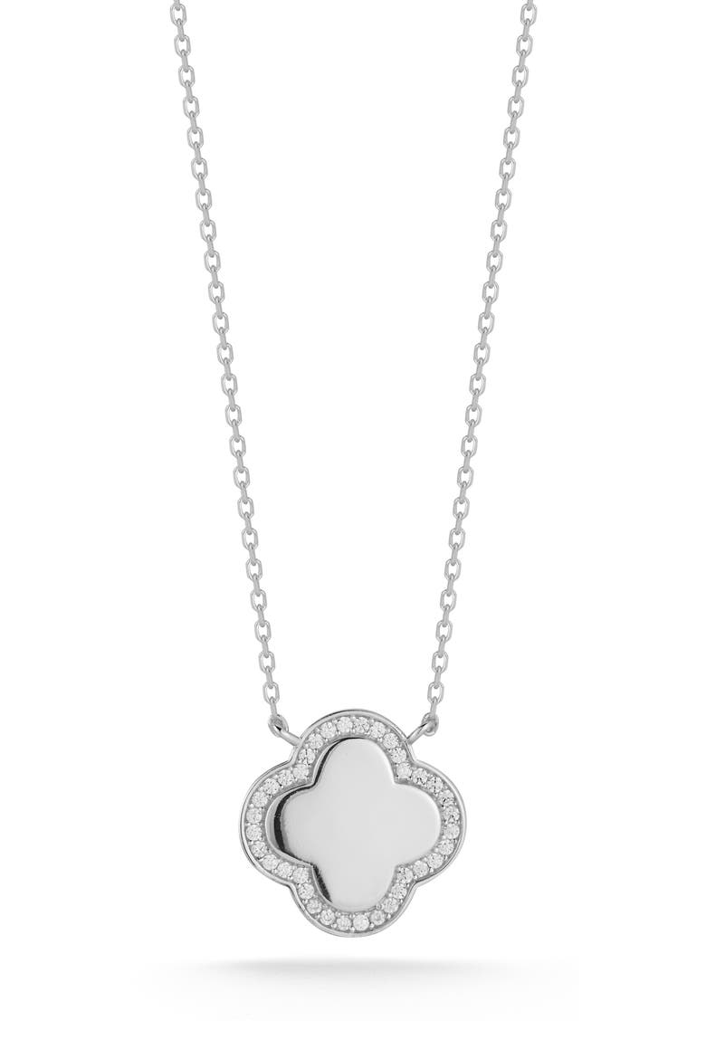 Cubic Zirconia Clover Pendant Necklace, Main, color, SILVER