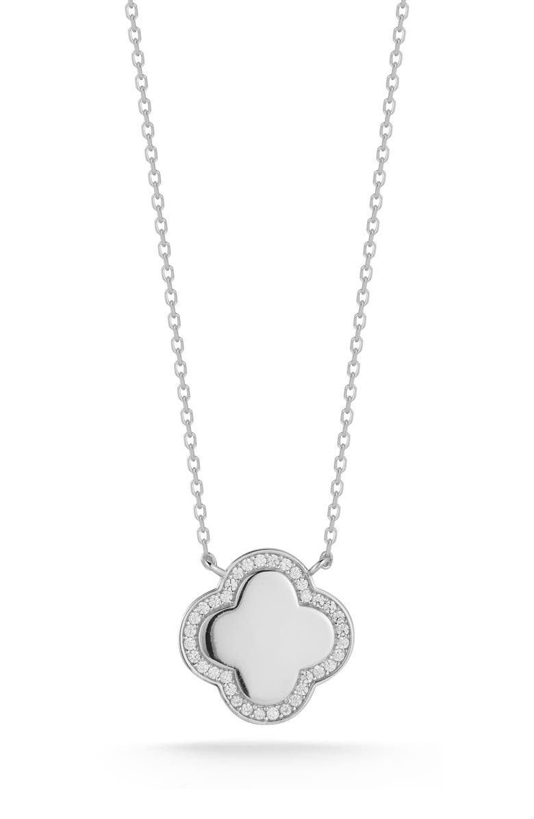 SPHERA MILANO Cubic Zirconia Clover Pendant Necklace, Main, color,