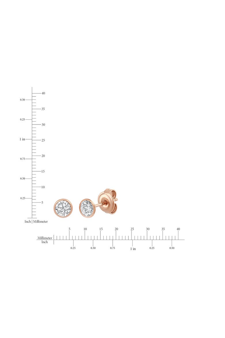 Small Cubic Zirconia Bezel Stud Earrings, Alternate, color, 18KT ROSE GOLD/ CLEAR STONE