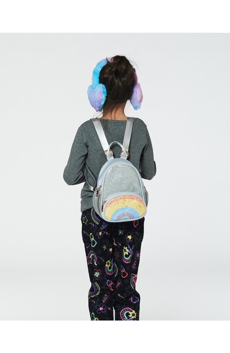 Deux par Deux Girl's Back Pack With Rainbow Pocket Silver, Alternate, color,