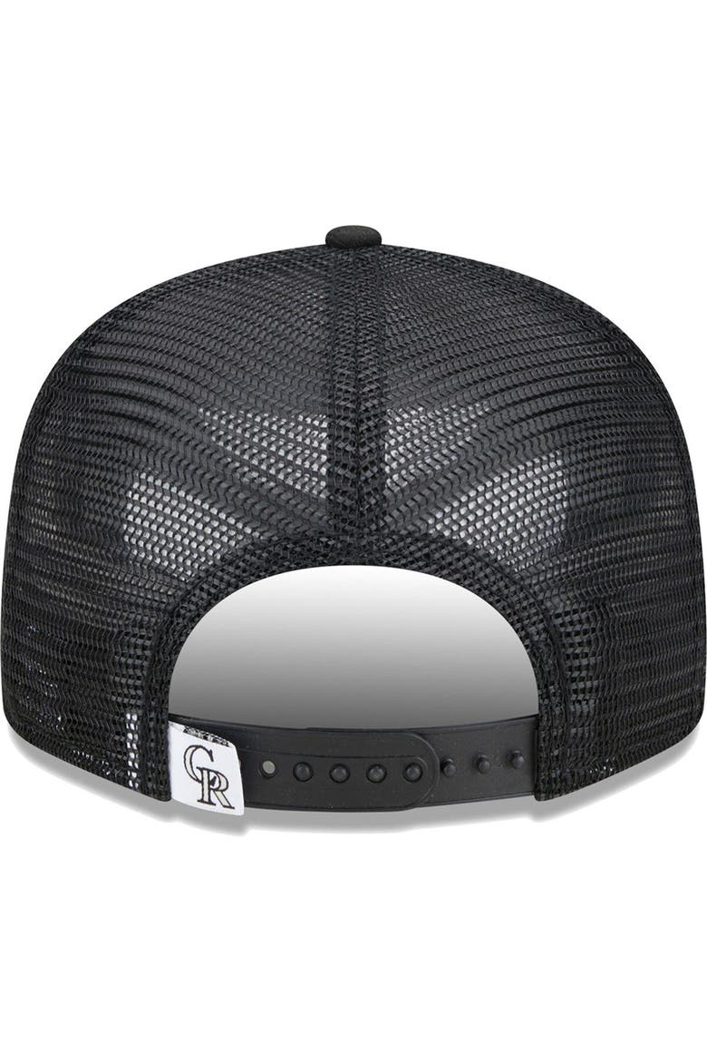 Men's New Era Black Colorado Rockies Team Color Trucker 9FIFTY Snapback Hat, Alternate, color, Black