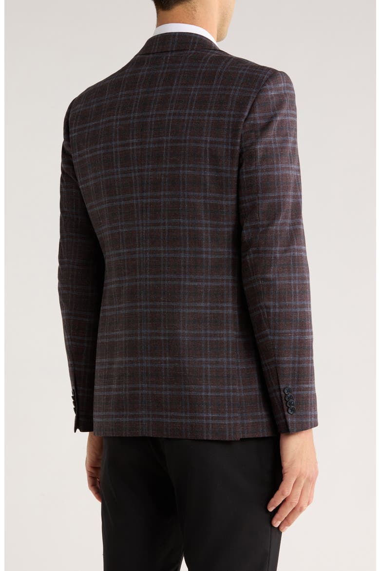 Plaid Knit Sport Coat, Alternate, color, BURGUNDY