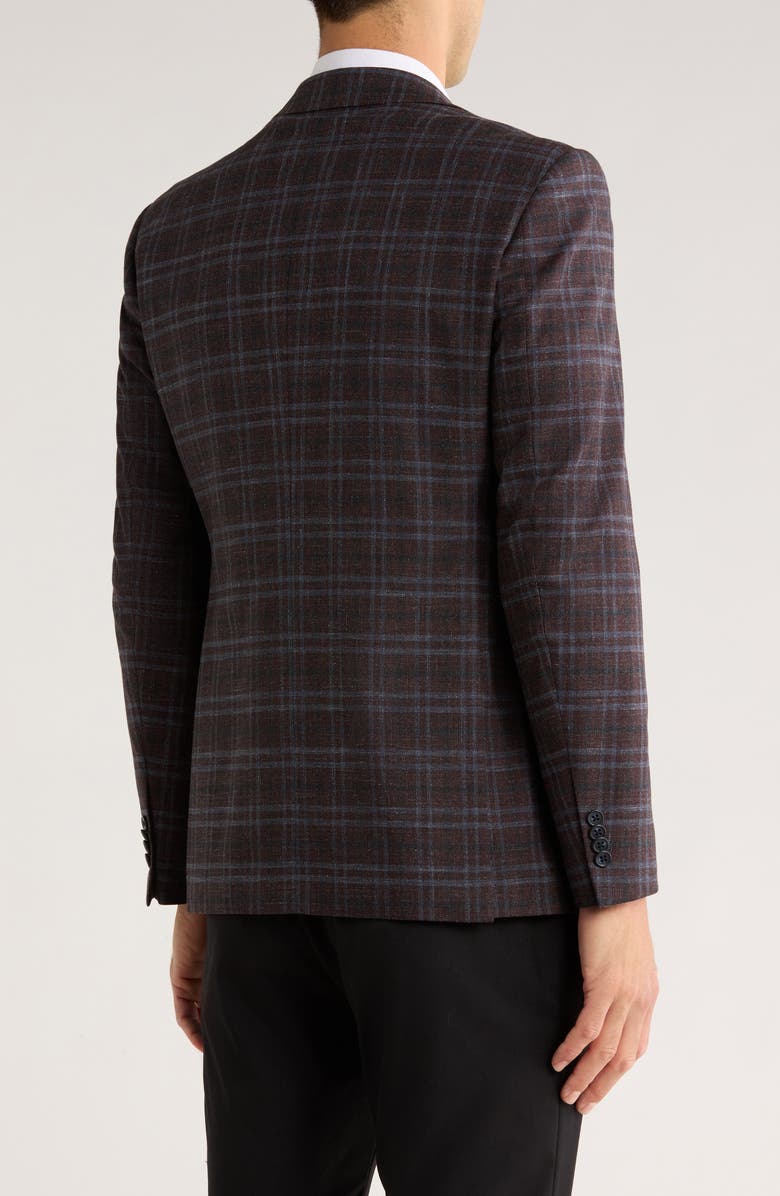 John Varvatos Star USA Plaid Knit Sport Coat, Alternate, color, Burgundy