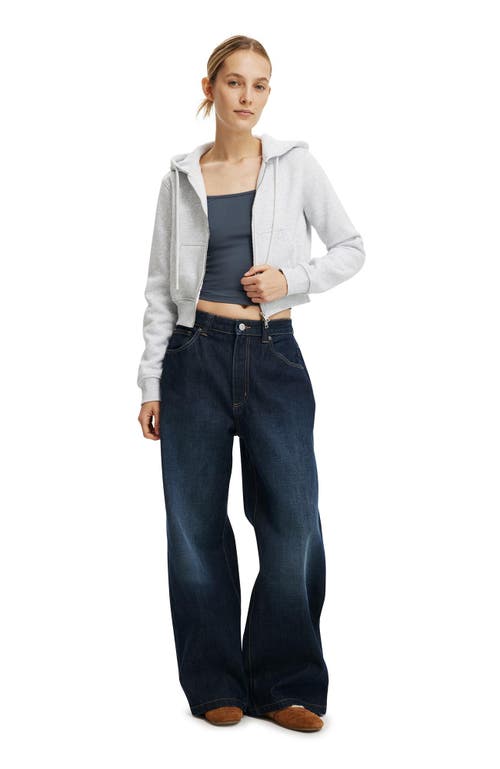 Cotton On Premium Cropped Zip Through Hoodie In Gray