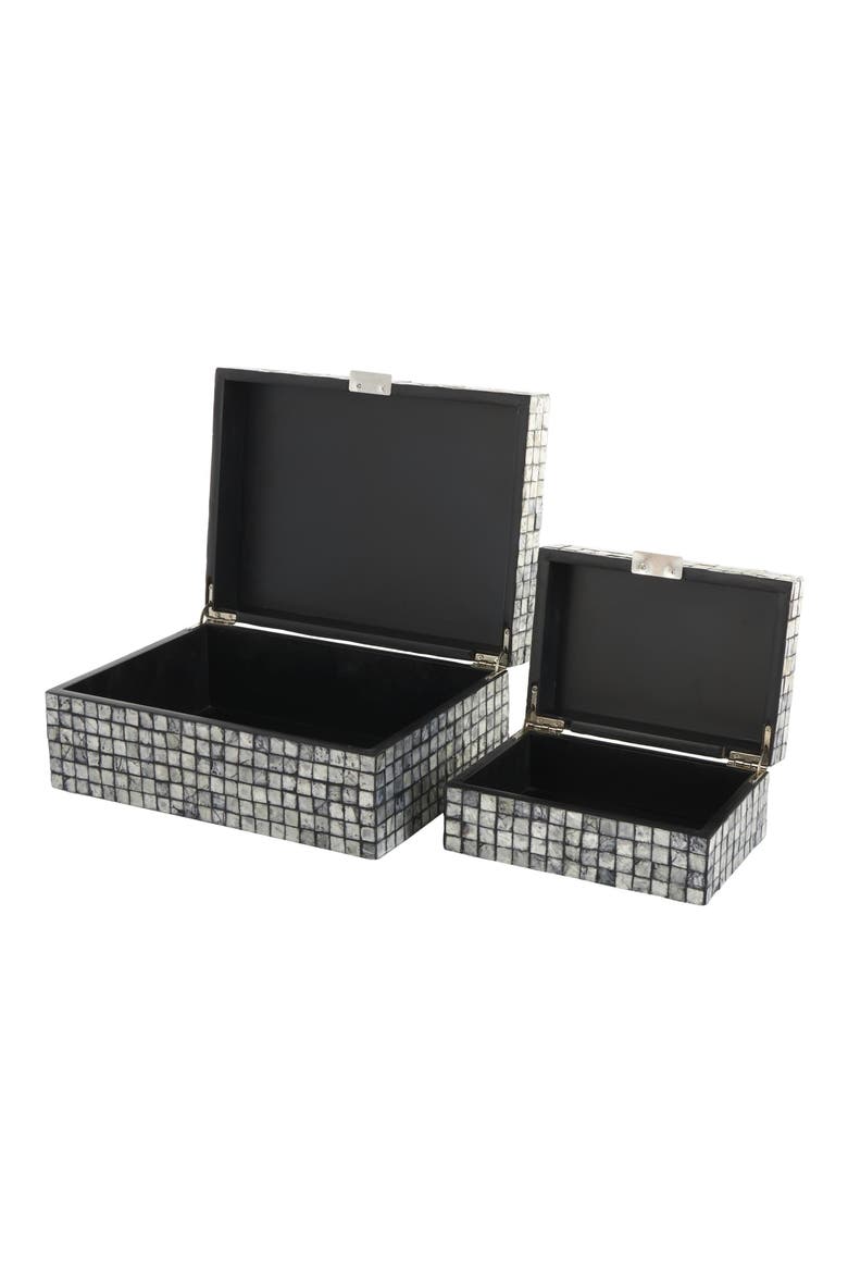 Contemporary Set of 2 Decorative Mother of Pearl Boxes, Alternate, color, GRAY