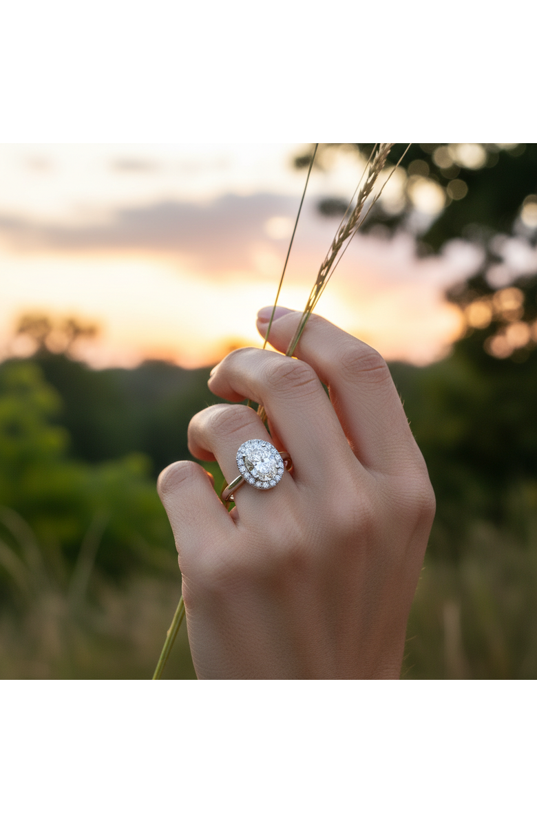 LuvMyJewelry Idalia 14K Gold Oval Lab Grown Diamond Halo Engagement Ring - 1.9 Ct, Alternate, color, 14K White Gold