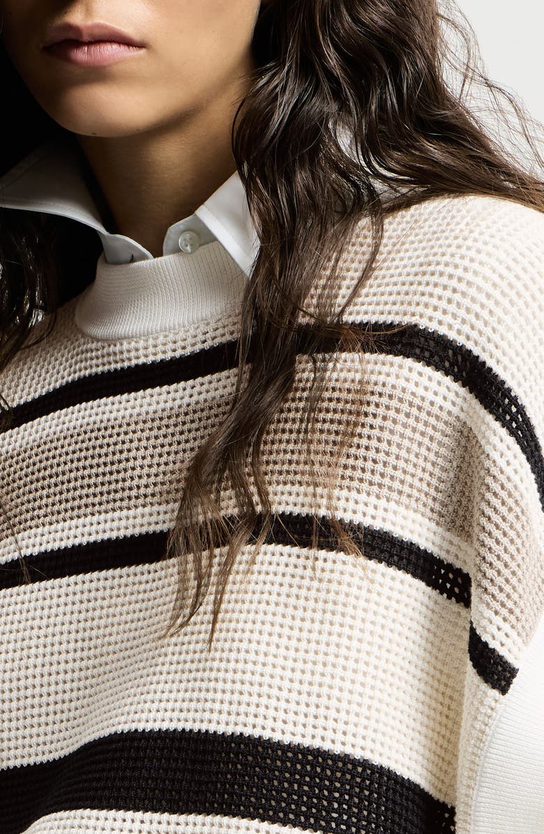 Brunello Cucinelli Cotton net knit T-shirt, Alternate, color, White