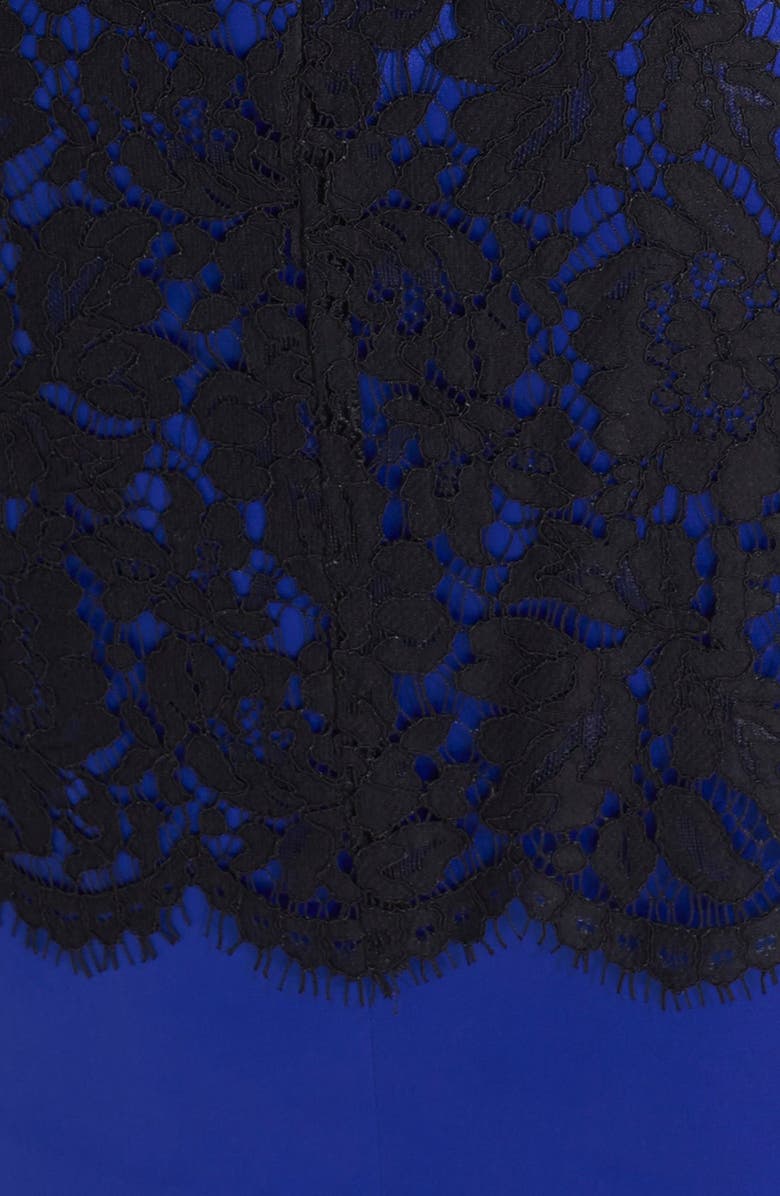 Eliza J Illusion Yoke Lace Overlay Sheath Dress, Alternate, color, 