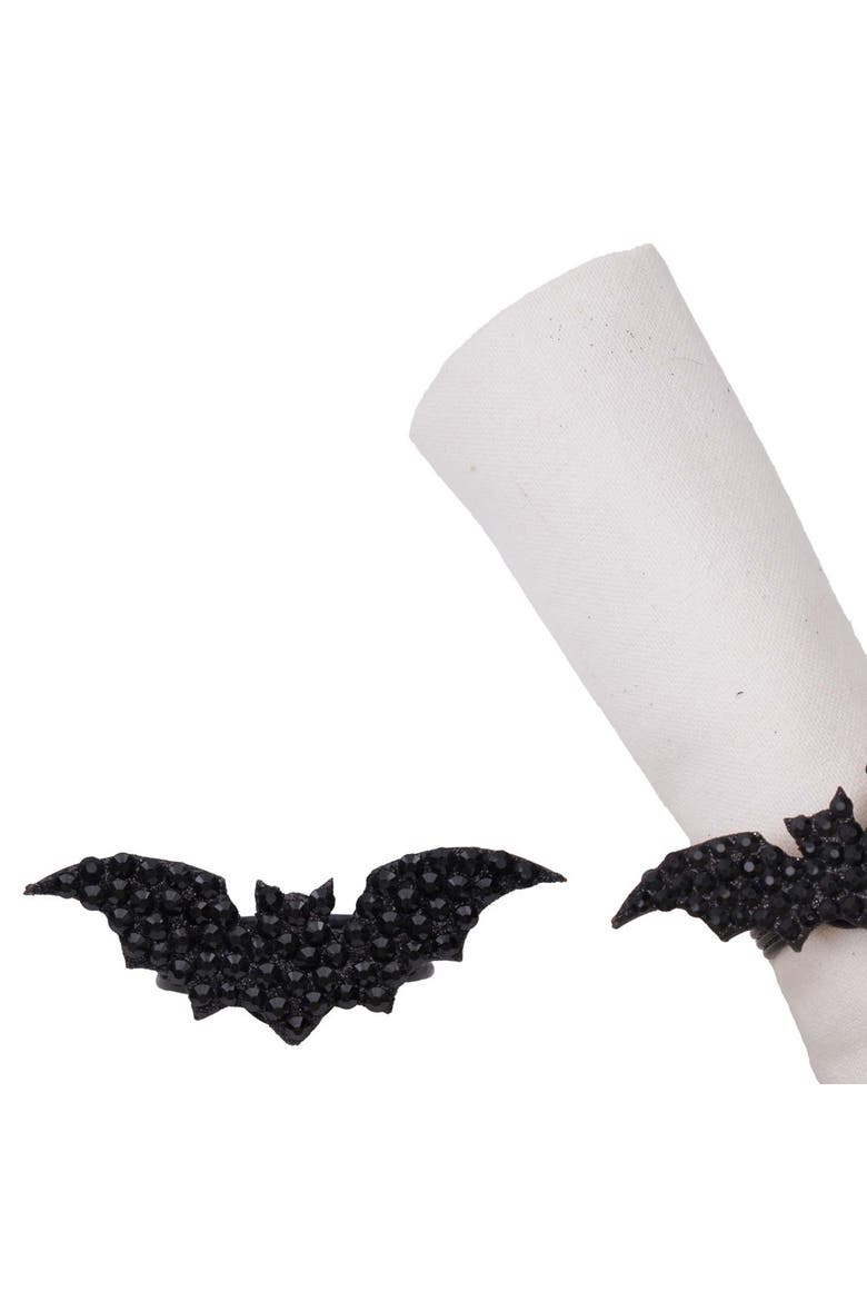 Halloween Bats Set of 4 Napkin Rings, Alternate, color, Black