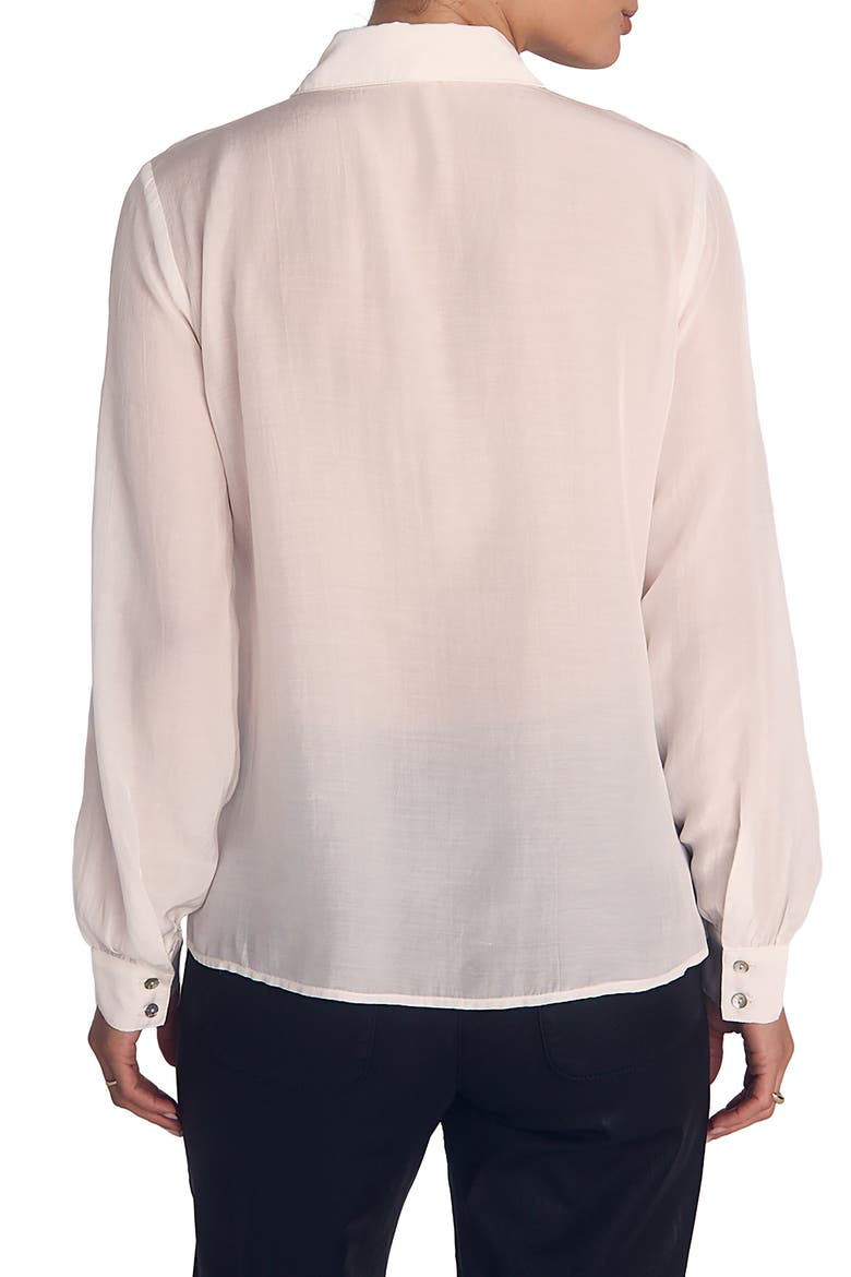Ruffle Button-Up Shirt, Alternate, color, SHEER IVORY