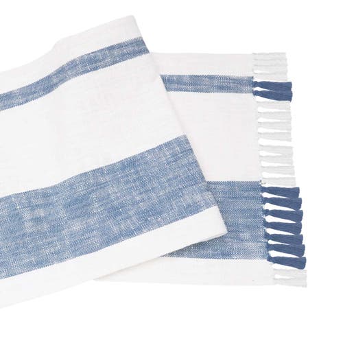 Carol & Frank Morgan Striped Table Runners Collection In Blue