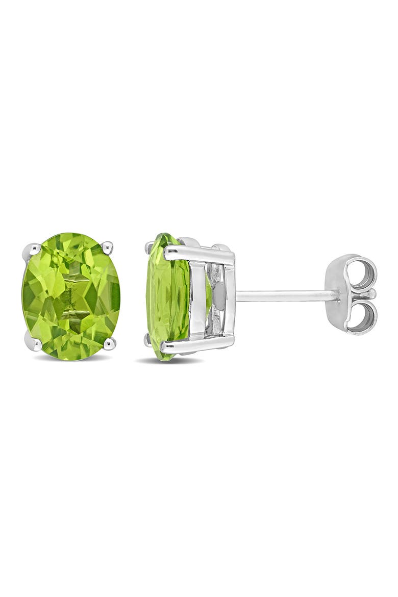 Oval Peridot Stud Earrings, Main, color, GREEN