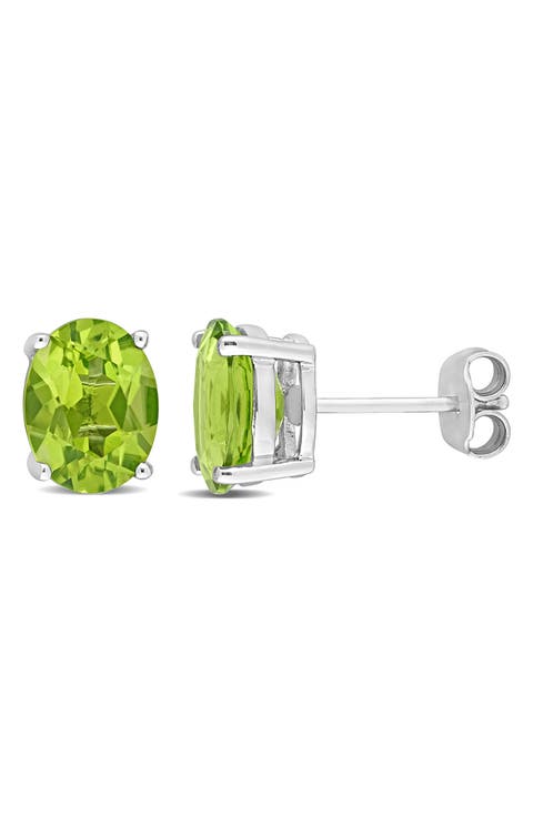 Oval Peridot Stud Earrings