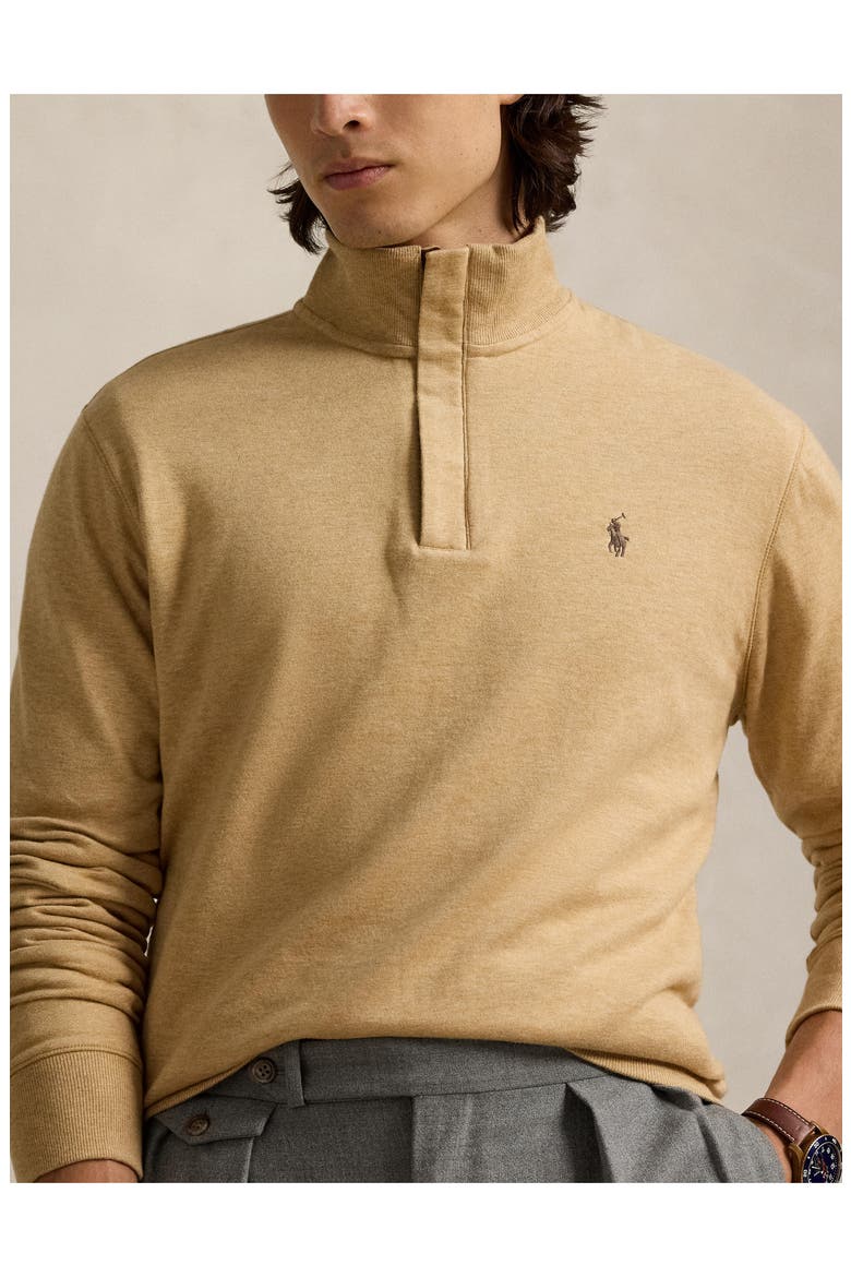 Cotton Blend Quarter Zip Pullover, Alternate, color, CLASSIC CAMEL HEATHER