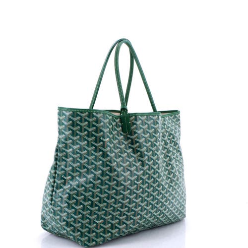 Pre-owned Goyard Goyard Saint Louis Tote Printed Coated Canvas Gm In Green