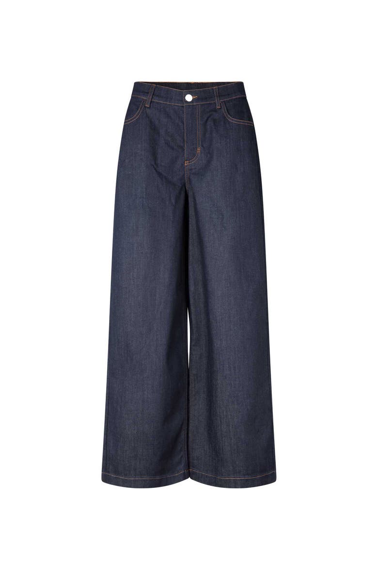 Wide Leg Button Fastening Jeans, Alternate, color, Dark Denim