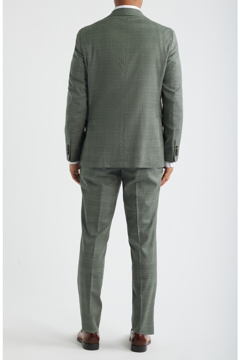 Midland Contemporary Fit Sage Green Windowpane Check Slub Wool Blend Suit, Alternate, color, SAGE