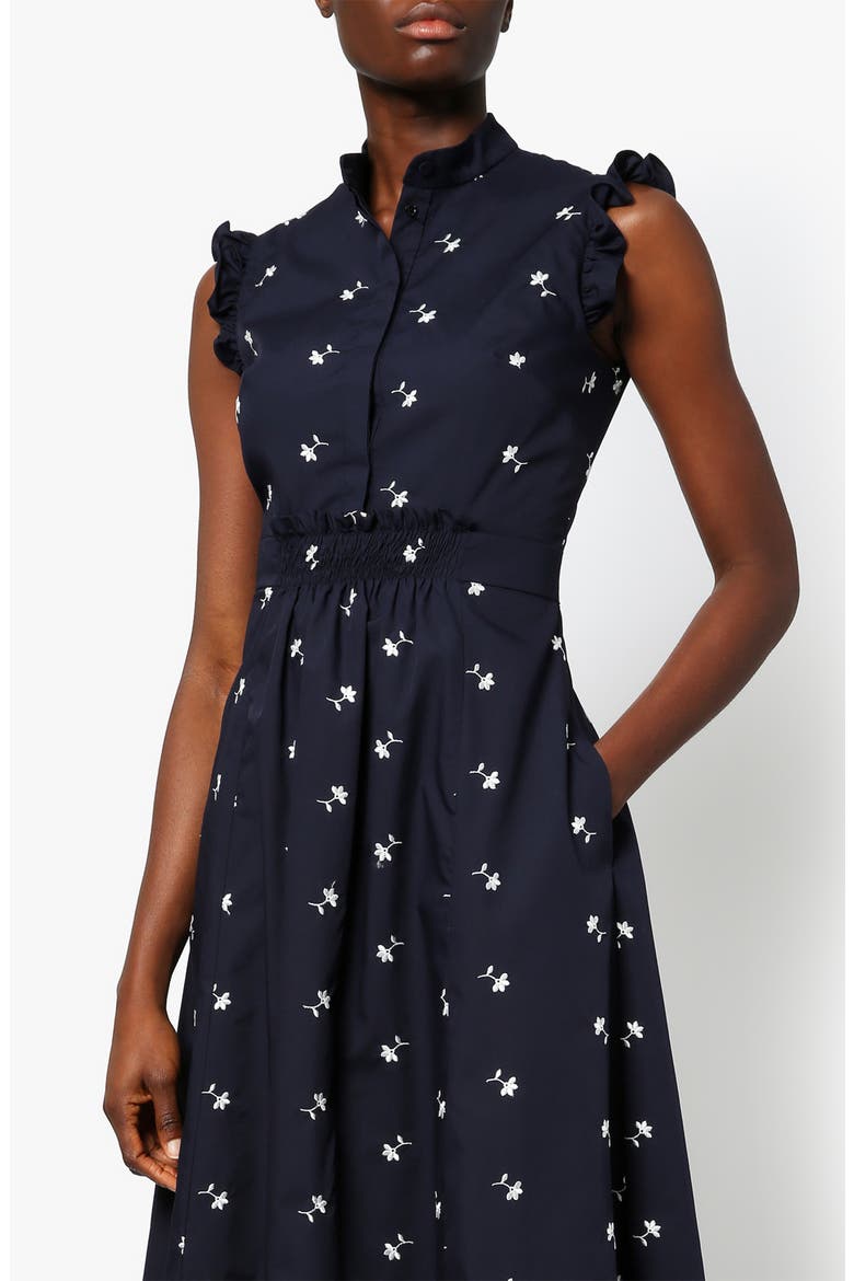 Evie Embroidered Floral Poplin Dress, Alternate, color, NAVY / WHITE