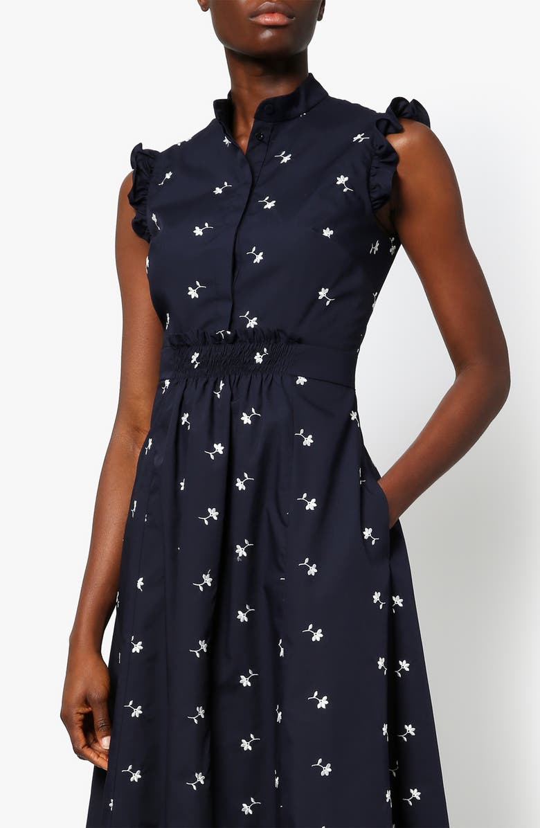 Erdem Evie Embroidered Floral Poplin Dress, Alternate, color, 