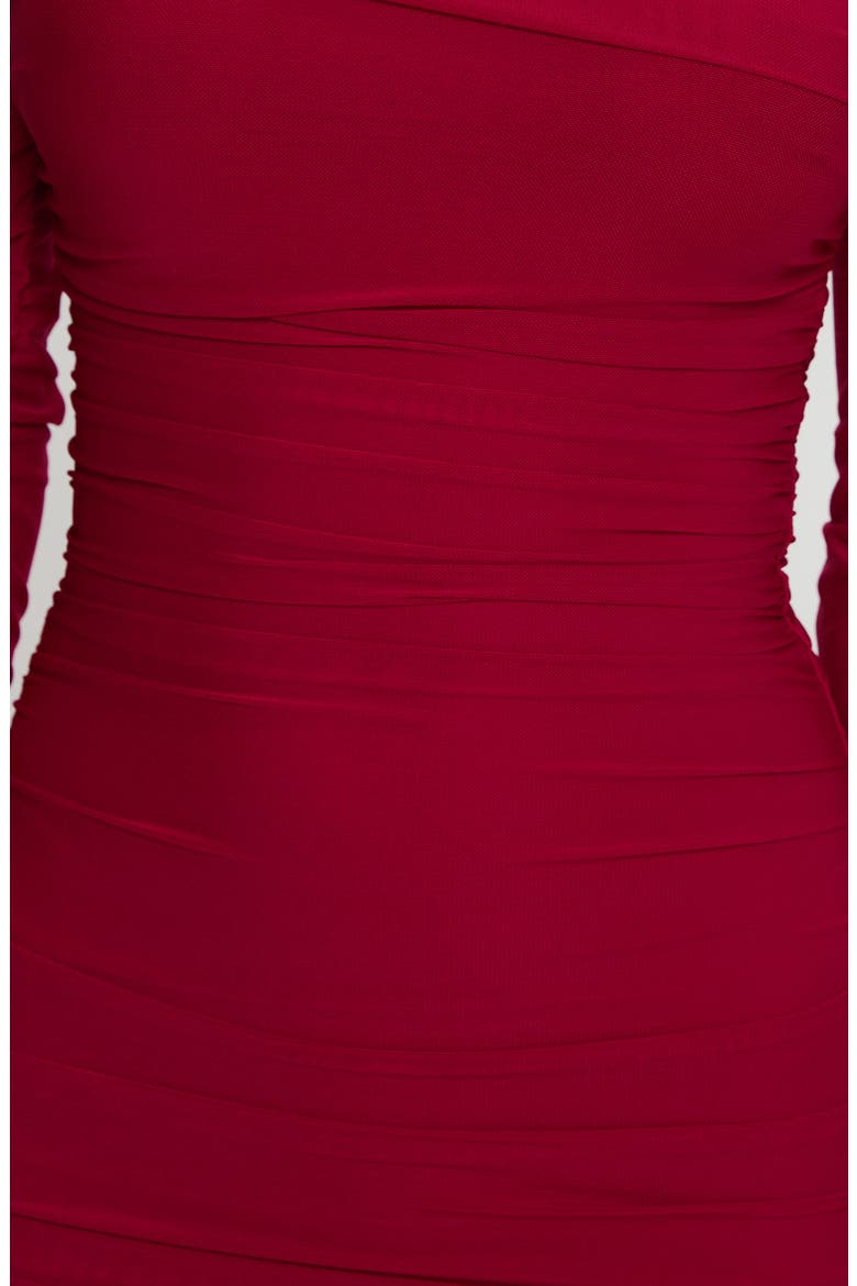 Taylon Off the Shoulder Long Sleeve Mini Body-Con Dress, Alternate, color, RED
