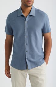 Robert Barakett Sorrell Short Sleeve Cotton Piqué Button-Up Shirt