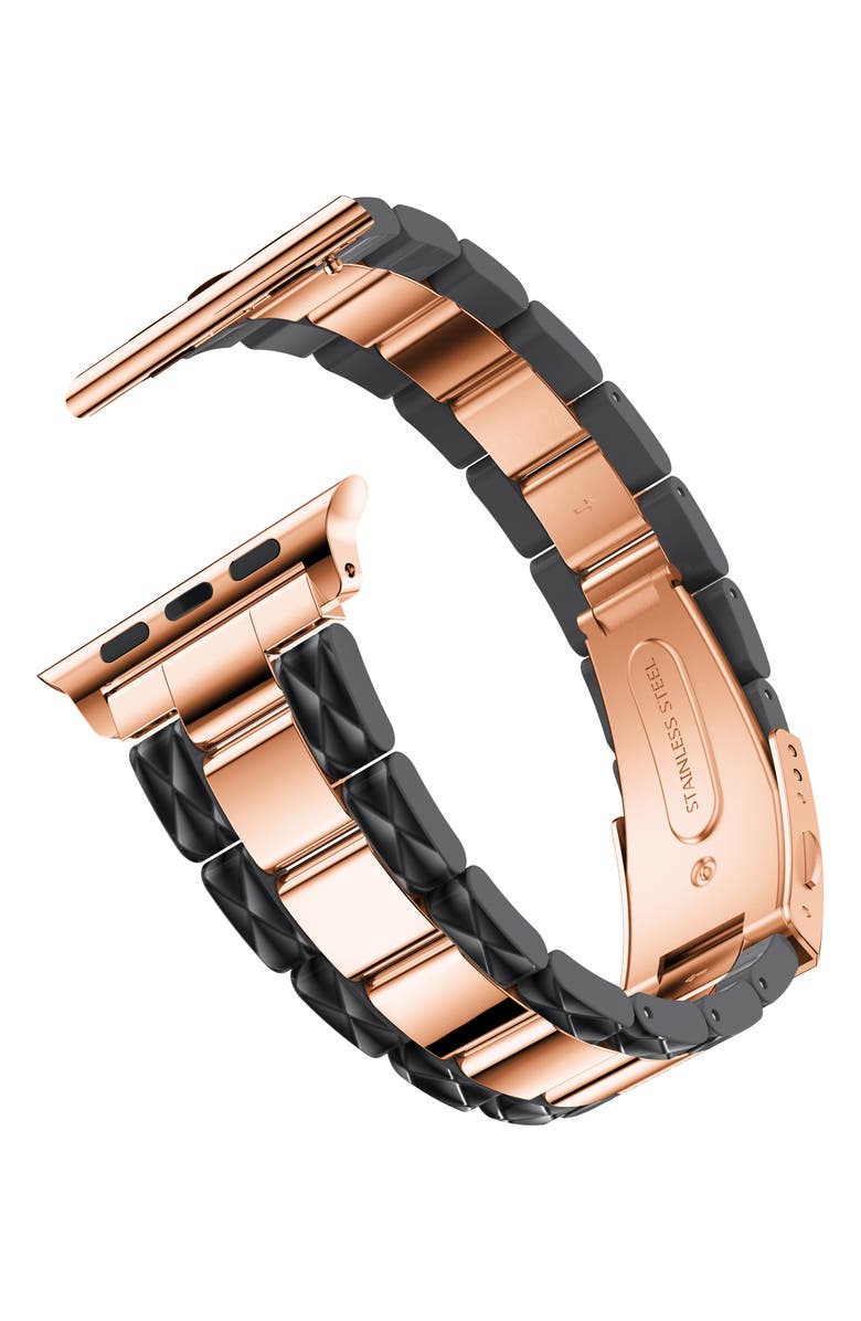 The Posh Tech Two-Tone Stainless Steel & Enamel 20mm Apple Watch<sup>®</sup> Bracelet Watchband, Alternate, color, 