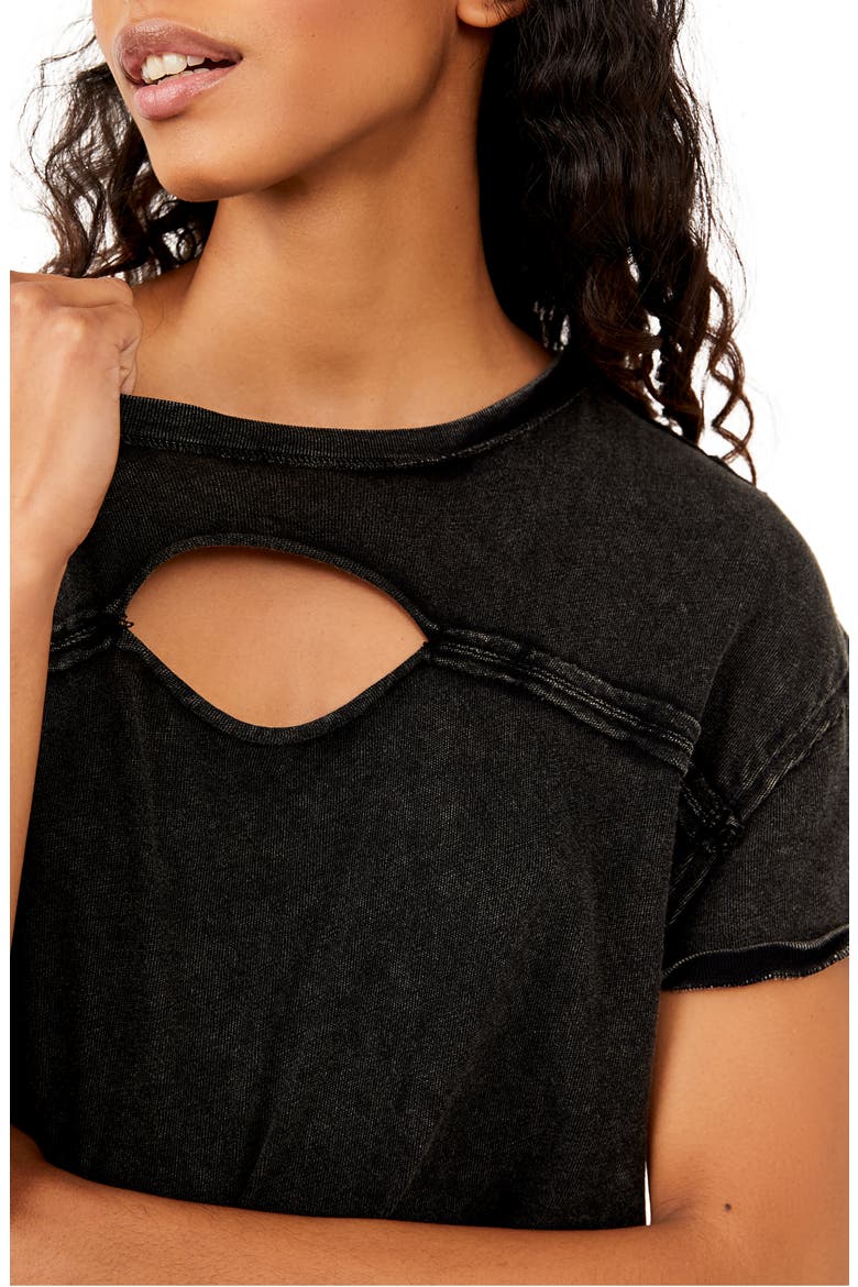 We the Free Cutout Boxy Cotton T-Shirt, Alternate, color, BLACK