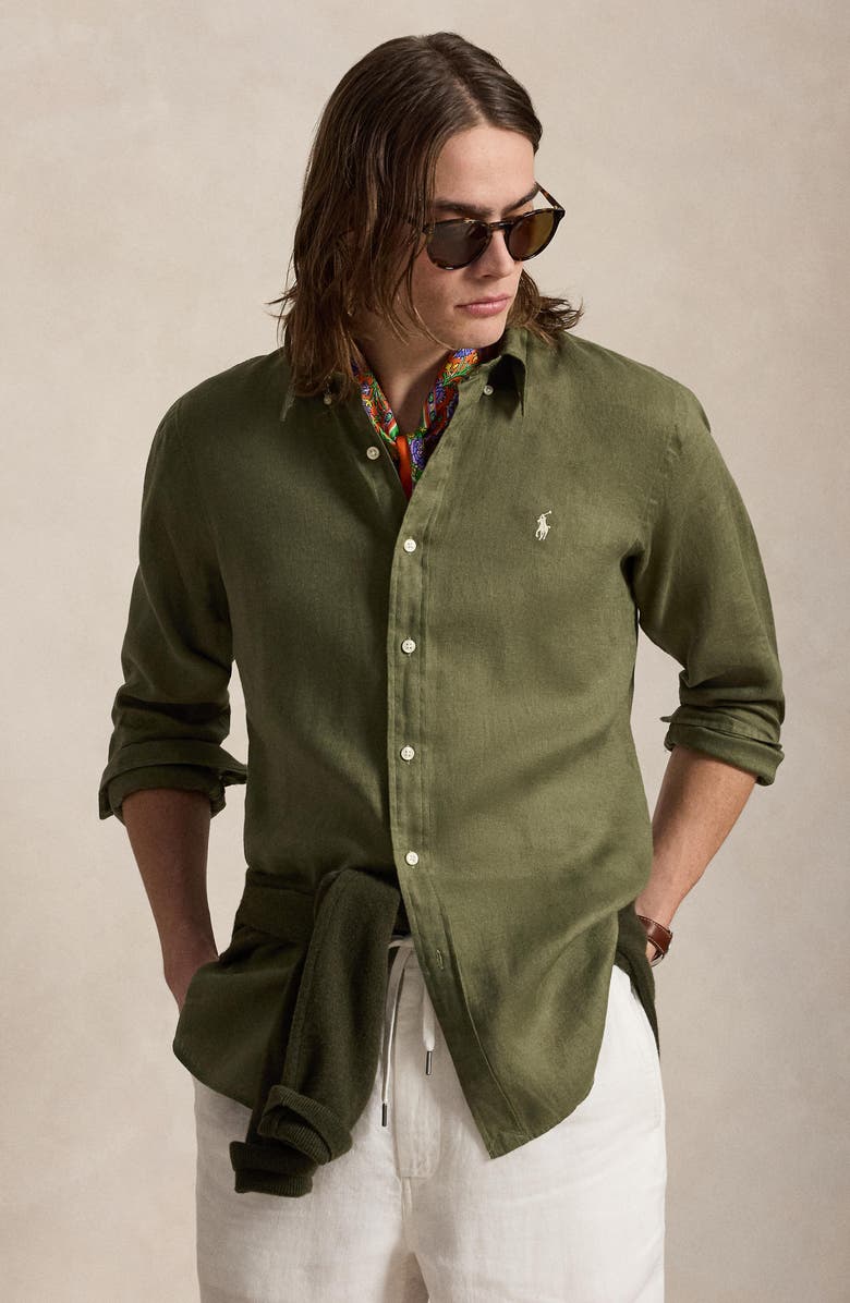 Polo Ralph Lauren Classic Fit Linen Button-Down Shirt, Alternate, color, Garden Trail